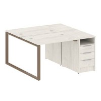 Metal System Style БО.РС-СТП-2.1 (Дуб Наварра/мокко) Рабочая станция на О-образном м/к с опорной тумбой