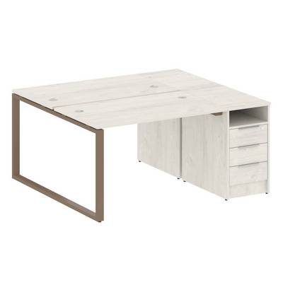 Metal System Style БО.РС-СТП-2.2 (Дуб Наварра/мокко) Рабочая станция на О-образном м/к с опорной тумбой