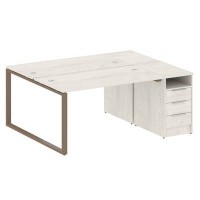 Metal System Style БО.РС-СТП-2.3 (Дуб Наварра/мокко) Рабочая станция на О-образном м/к с опорной тумбой