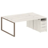 Metal System Style БО.РС-СТП-2.4 (Дуб Наварра/мокко) Рабочая станция на О-образном м/к с опорной тумбой