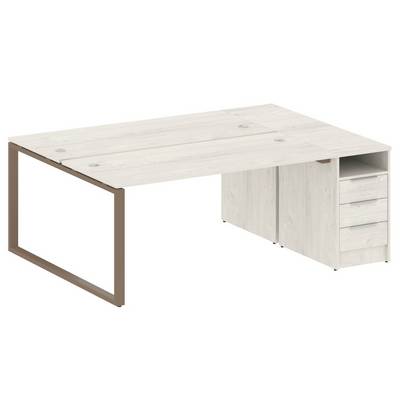 Metal System Style БО.РС-СТП-2.4 (Дуб Наварра/мокко) Рабочая станция на О-образном м/к с опорной тумбой