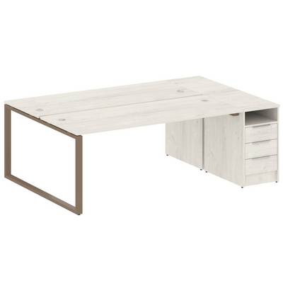 Metal System Style БО.РС-СТП-2.5 (Дуб Наварра/мокко) Рабочая станция на О-образном м/к с опорной тумбой