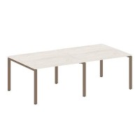 Metal System Style БП.ПРГ-2.2 (Дуб Наварра/мокко) Переговорный стол (2 столешницы) на П-образном м/к