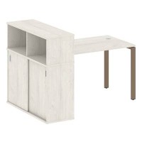 Metal System Style БП.РС-СШК-3.2 (Дуб Наварра/мокко) Стол письменный на П-образном м/к с опорным шкафом-купе