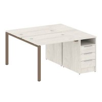 Metal System Style БП.РС-СТП-2.1 (Дуб Наварра/мокко) Рабочая станция на П-образном м/к с опорной тумбой