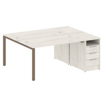 Metal System Style БП.РС-СТП-2.3 (Дуб Наварра/мокко) Рабочая станция на П-образном м/к с опорной тумбой