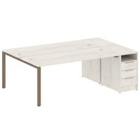 Metal System Style БП.РС-СТП-2.5 (Дуб Наварра/мокко) Рабочая станция на П-образном м/к с опорной тумбой