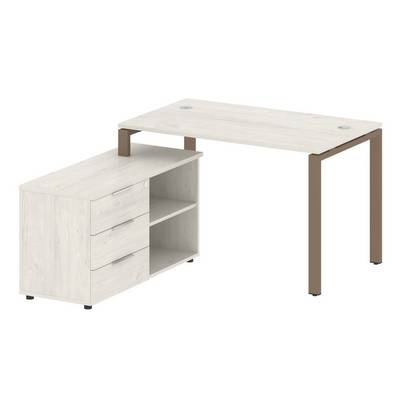 Metal System Style БП.РС-СТС-2.2 Л (Дуб Наварра/мокко) Рабочая станция на П-образном м/к с опорной тумбой левая