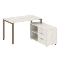 Metal System Style БП.РС-СТС-2.2 Пр (Дуб Наварра/мокко) Рабочая станция на П-образном м/к с опорной тумбой правая