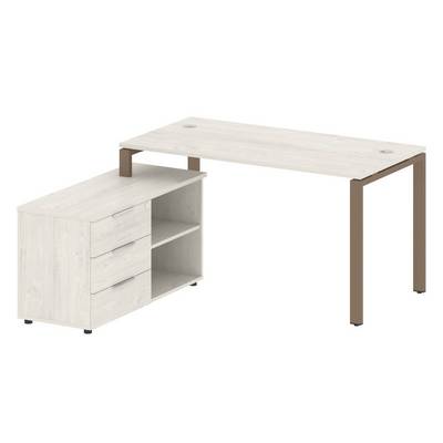 Metal System Style БП.РС-СТС-2.3 Л (Дуб Наварра/мокко) Рабочая станция на П-образном м/к с опорной тумбой левая