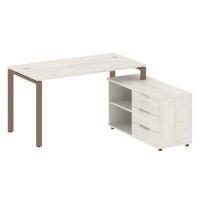 Metal System Style БП.РС-СТС-2.3 Пр (Дуб Наварра/мокко) Рабочая станция на П-образном м/к с опорной тумбой правая