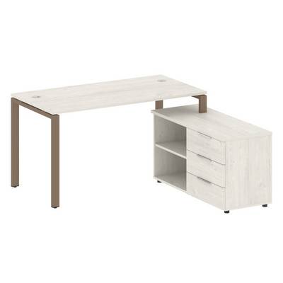 Metal System Style БП.РС-СТС-2.3 Пр (Дуб Наварра/мокко) Рабочая станция на П-образном м/к с опорной тумбой правая