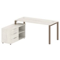 Metal System Style БП.РС-СТС-2.4 Л (Дуб Наварра/мокко) Рабочая станция на П-образном м/к с опорной тумбой левая