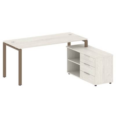 Metal System Style БП.РС-СТС-2.4 Пр (Дуб Наварра/мокко) Рабочая станция на П-образном м/к с опорной тумбой правая