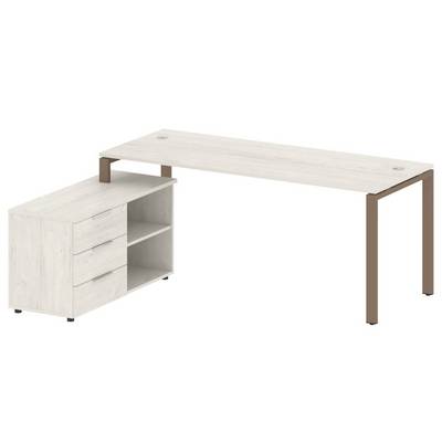 Metal System Style БП.РС-СТС-2.5 Л (Дуб Наварра/мокко) Рабочая станция на П-образном м/к с опорной тумбой левая