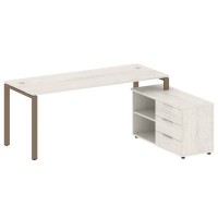 Metal System Style БП.РС-СТС-2.5 Пр (Дуб Наварра/мокко) Рабочая станция на П-образном м/к с опорной тумбой правая