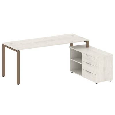 Metal System Style БП.РС-СТС-2.5 Пр (Дуб Наварра/мокко) Рабочая станция на П-образном м/к с опорной тумбой правая