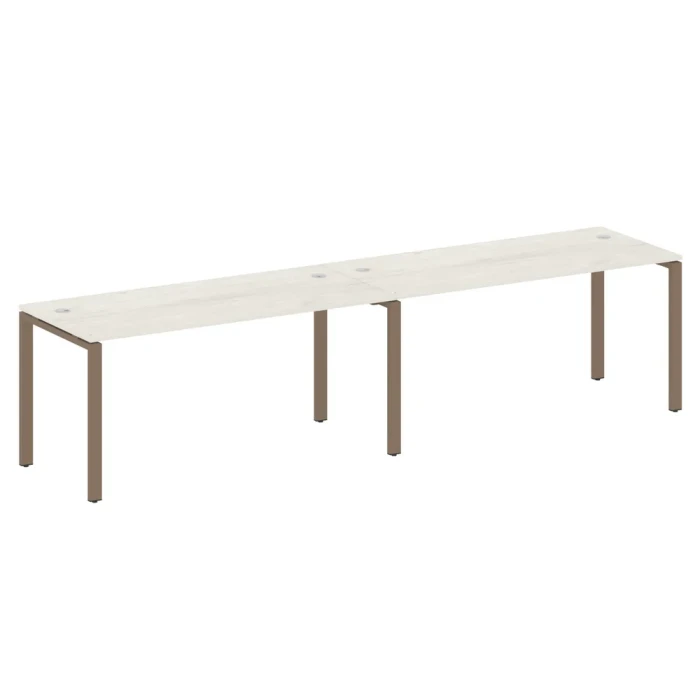 БП.СМ-2.4 Рабочая станция на два рабочих места на П-образном м/к, ЛДСП дуб наварра, мокко