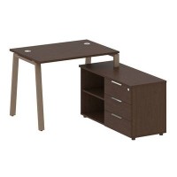 Metal System Style БА.РС-СТС-2.1 Пр (Венге цаво/мокко) Рабочая станция на А-образном м/к с опорной тумбой правая