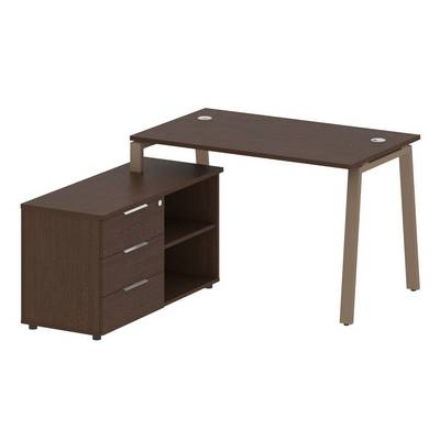 Metal System Style БА.РС-СТС-2.2 Л (Венге цаво/мокко) Рабочая станция на А-образном м/к с опорной тумбой левая