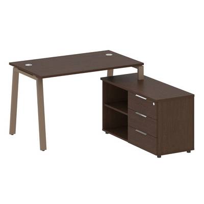 Metal System Style БА.РС-СТС-2.2 Пр (Венге цаво/мокко) Рабочая станция на А-образном м/к с опорной тумбой правая