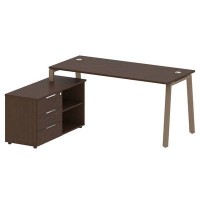 Metal System Style БА.РС-СТС-2.4 Л (Венге цаво/мокко) Рабочая станция на А-образном м/к с опорной тумбой левая