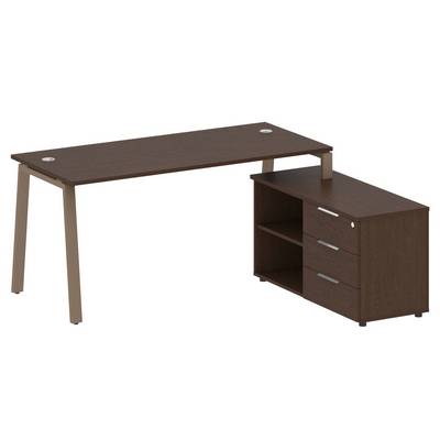 Metal System Style БА.РС-СТС-2.4 Пр (Венге цаво/мокко) Рабочая станция на А-образном м/к с опорной тумбой правая