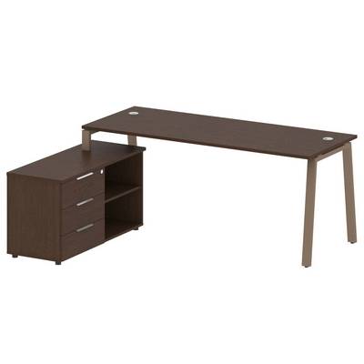 Metal System Style БА.РС-СТС-2.5 Л (Венге цаво/мокко) Рабочая станция на А-образном м/к с опорной тумбой левая