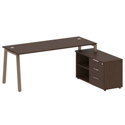 Metal System Style БА.РС-СТС-2.5 Пр (Венге цаво/мокко) Рабочая станция на А-образном м/к с опорной тумбой правая