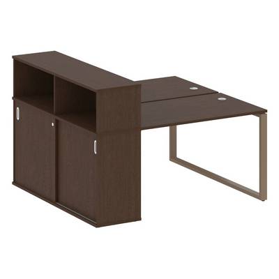 Metal System Style БО.РС-СШК-2.2 (Венге цаво/мокко) Рабочая станция на О-образном м/к с опорным шкафом-купе
