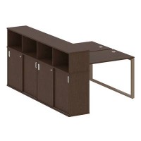Metal System Style БО.РС-СШК-4.2 (Венге цаво/мокко) Рабочая станция на О-образном м/к с опорным шкафом-купе