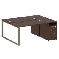 Metal System Style БО.РС-СТП-2.3 (Венге цаво/мокко) Рабочая станция на О-образном м/к с опорной тумбой