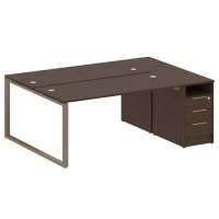 Metal System Style БО.РС-СТП-2.4 (Венге цаво/мокко) Рабочая станция на О-образном м/к с опорной тумбой