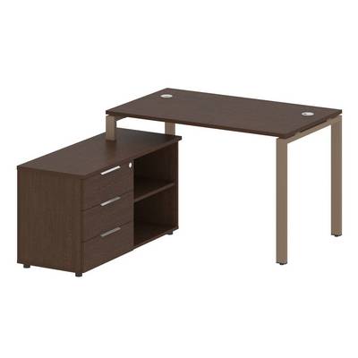 Metal System Style БП.РС-СТС-2.2 Л (Венге цаво/мокко) Рабочая станция на П-образном м/к с опорной тумбой левая