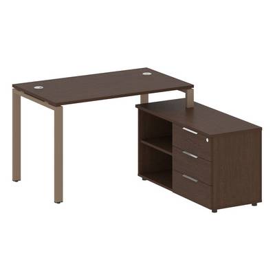 Metal System Style БП.РС-СТС-2.2 Пр (Венге цаво/мокко) Рабочая станция на П-образном м/к с опорной тумбой правая