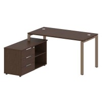 Metal System Style БП.РС-СТС-2.3 Л (Венге цаво/мокко) Рабочая станция на П-образном м/к с опорной тумбой левая