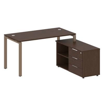 Metal System Style БП.РС-СТС-2.3 Пр (Венге цаво/мокко) Рабочая станция на П-образном м/к с опорной тумбой правая