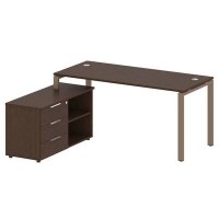 Metal System Style БП.РС-СТС-2.4 Л (Венге цаво/мокко) Рабочая станция на П-образном м/к с опорной тумбой левая