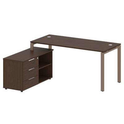 Metal System Style БП.РС-СТС-2.4 Л (Венге цаво/мокко) Рабочая станция на П-образном м/к с опорной тумбой левая
