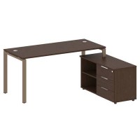 Metal System Style БП.РС-СТС-2.4 Пр (Венге цаво/мокко) Рабочая станция на П-образном м/к с опорной тумбой правая