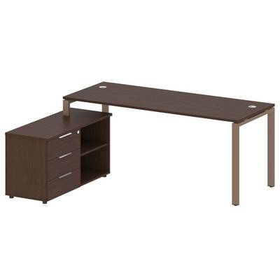 Metal System Style БП.РС-СТС-2.5 Л (Венге цаво/мокко) Рабочая станция на П-образном м/к с опорной тумбой левая