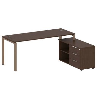 Metal System Style БП.РС-СТС-2.5 Пр (Венге цаво/мокко) Рабочая станция на П-образном м/к с опорной тумбой правая