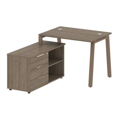 Metal System Style БА.РС-СТС-2.1 Л (Вяз благородный/мокко) Рабочая станция на А-образном м/к с опорной тумбой левая