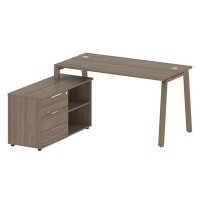 Metal System Style БА.РС-СТС-2.3 Л (Вяз благородный/мокко) Рабочая станция на А-образном м/к с опорной тумбой левая