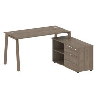 Metal System Style БА.РС-СТС-2.3 Пр (Вяз благородный/мокко) Рабочая станция на А-образном м/к с опорной тумбой правая