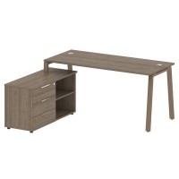 Metal System Style БА.РС-СТС-2.4 Л (Вяз благородный/мокко) Рабочая станция на А-образном м/к с опорной тумбой левая