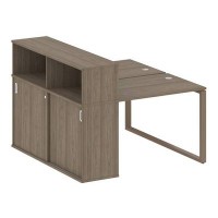 Metal System Style БО.РС-СШК-2.1 (Вяз благородный/мокко) Рабочая станция на О-образном м/к с опорным шкафом-купе