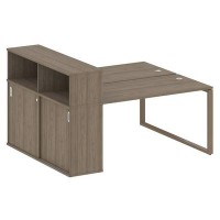 Metal System Style БО.РС-СШК-2.3 (Вяз благородный/мокко) Рабочая станция на О-образном м/к с опорным шкафом-купе