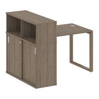 Metal System Style БО.РС-СШК-3.1 (Вяз благородный/мокко) Стол письменный на О-образном м/к с опорным шкафом-купе