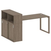 Metal System Style БО.РС-СШК-3.4 (Вяз благородный/мокко) Стол письменный на О-образном м/к с опорным шкафом-купе